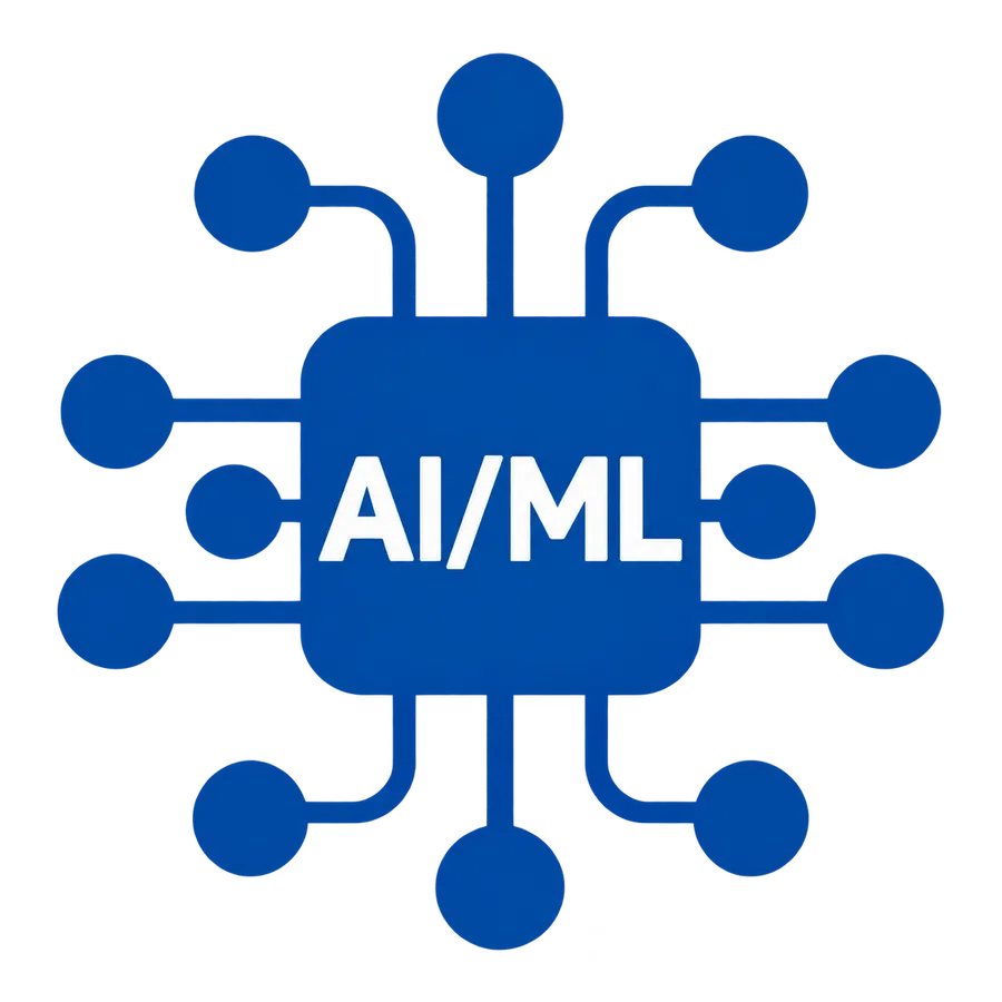 AI and machine learning microchip emblem