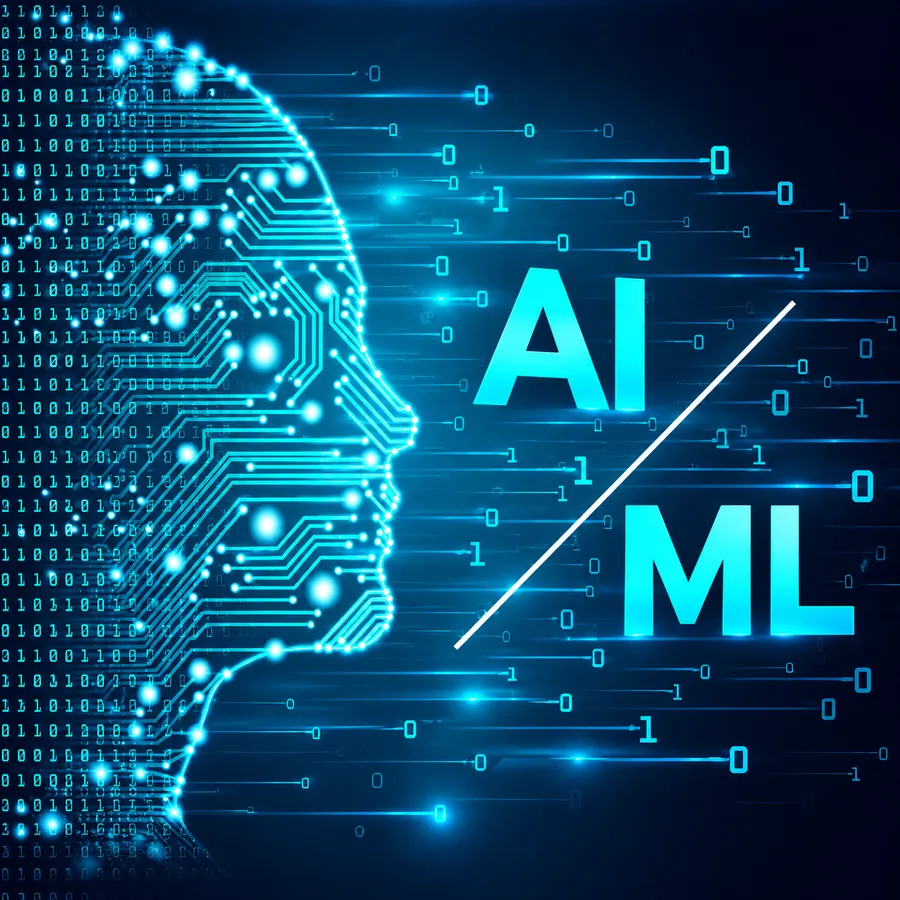 Neon AI and ML circuit portrait