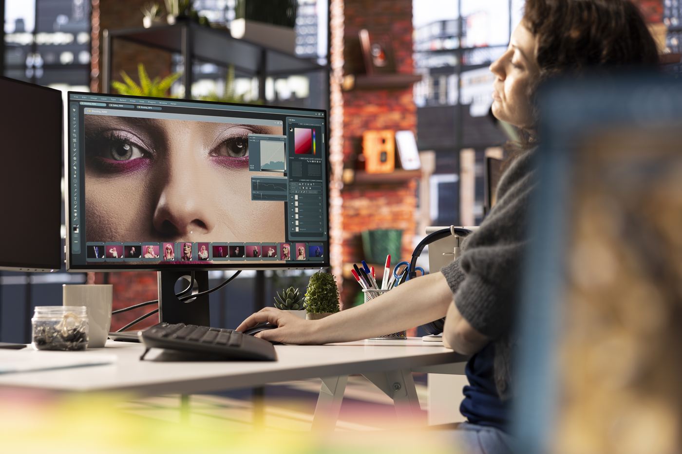 digital media expert working photo editing with professional software from the AI + Graphic Design course in Jaipur