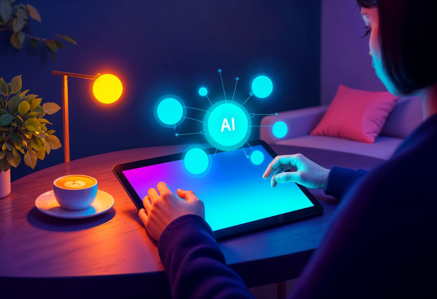 technology hologram illustrated from the AI + Graphic Design course in Jaipur