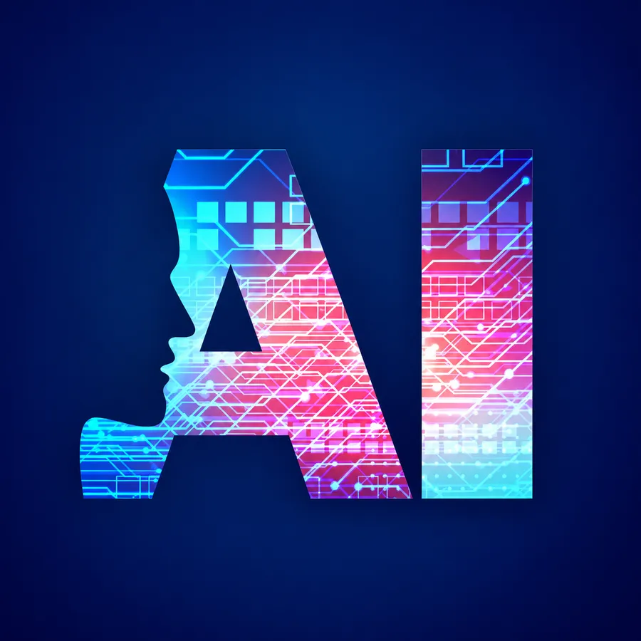 AI profile with a neon circuit design
