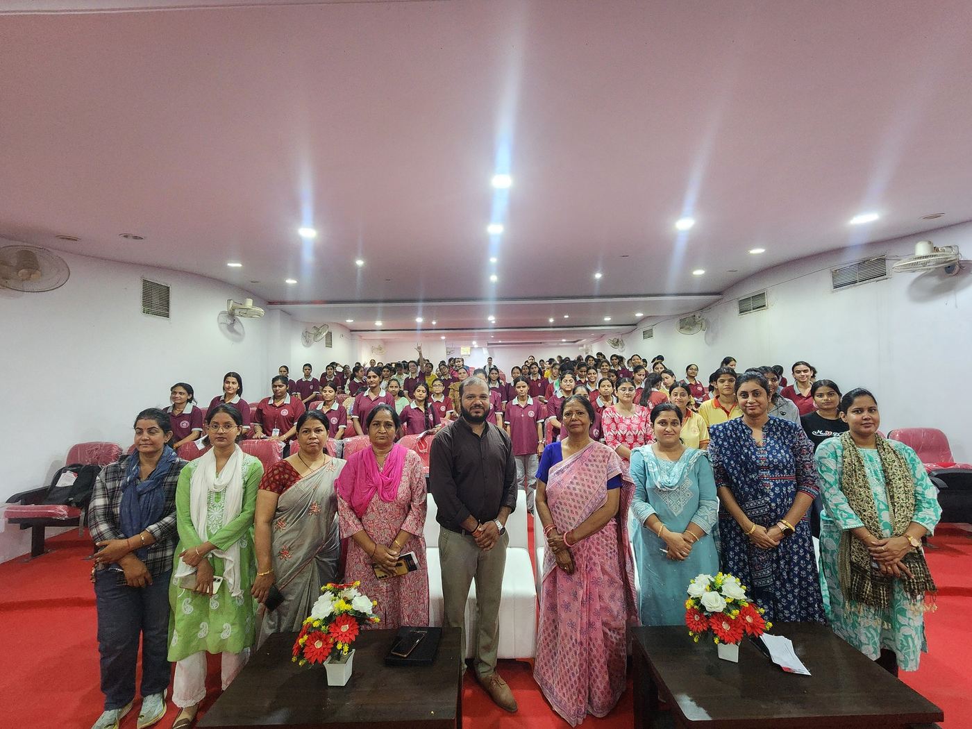 Students and faculty at a college seminar