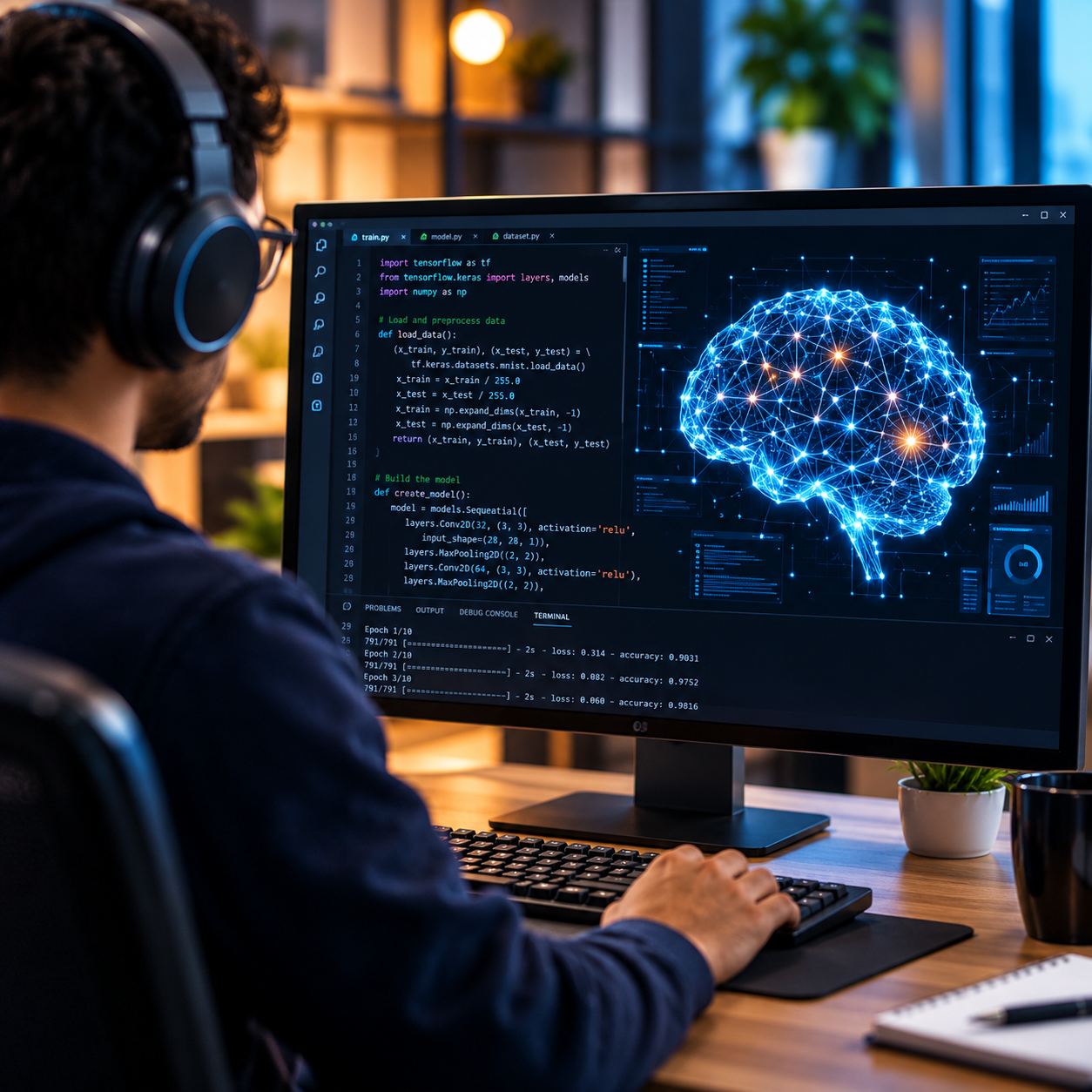 AI Developer’s Neural Network Workspace from the Machine Learning course in Jaipur