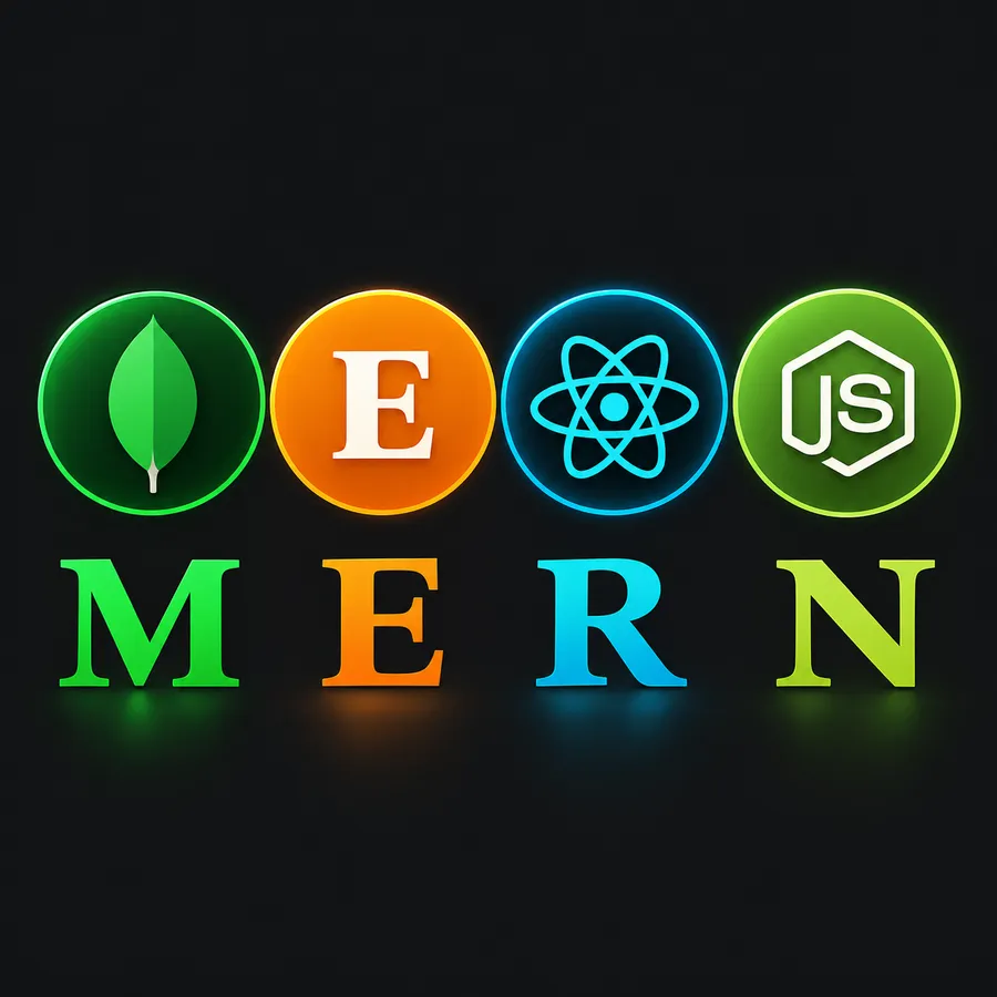 MERN stack neon technology infographic