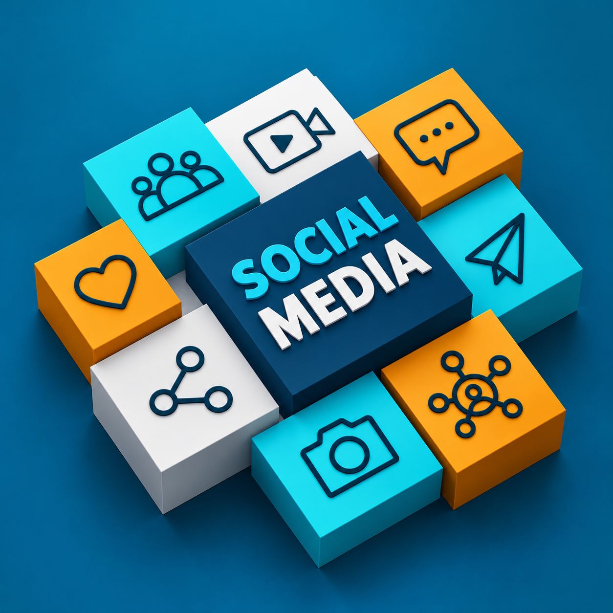 Isometric Social Media Icon Cluster from the Social Media Marketing course in Jaipur