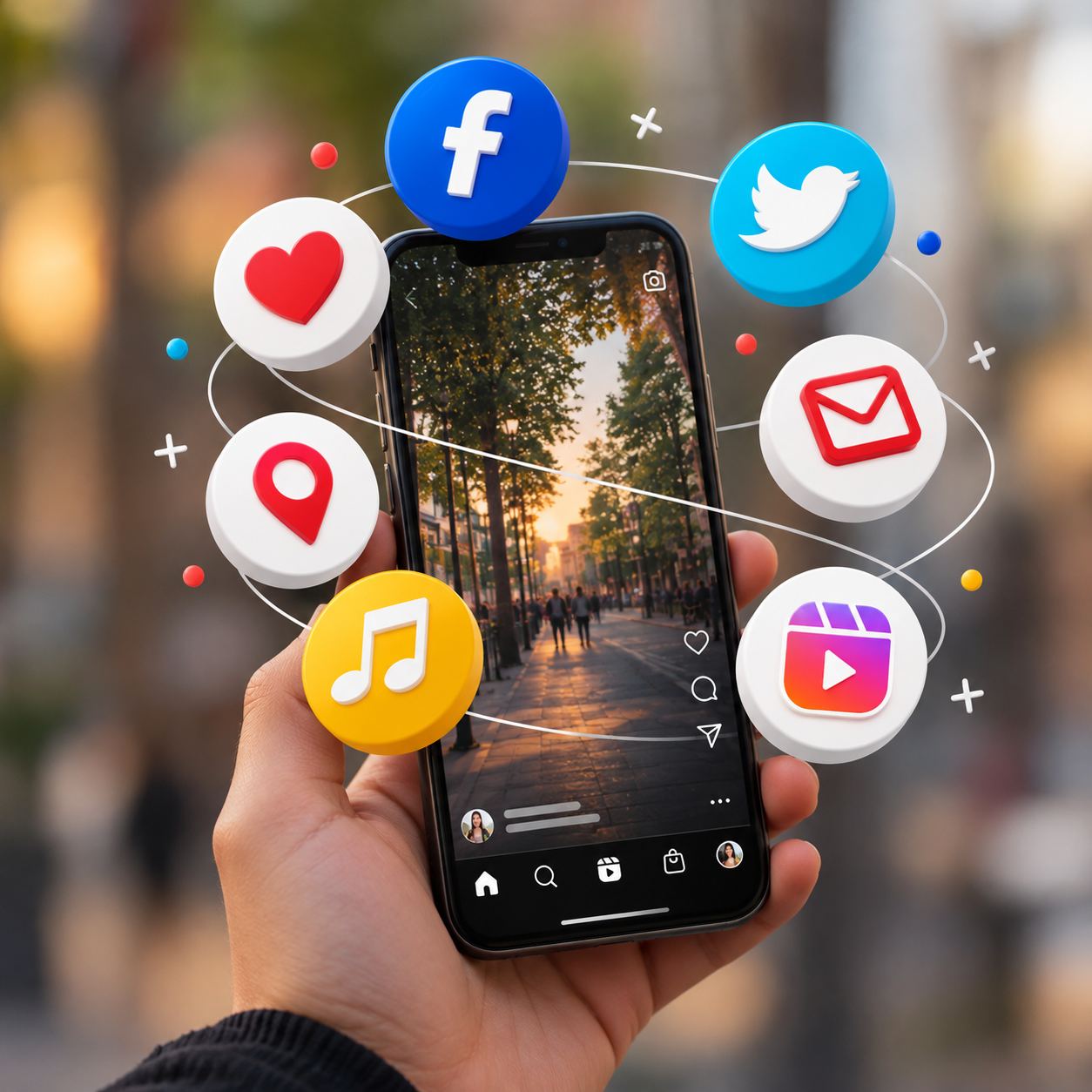 Orbiting Social Media Icons Around Smartphone from the Social Media Marketing course in Jaipur