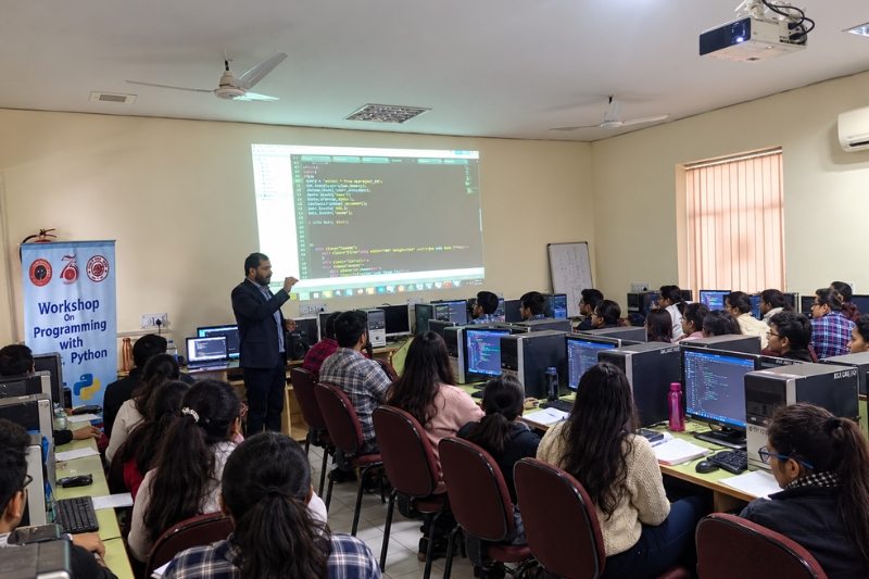 Students taking part in a programming workshop