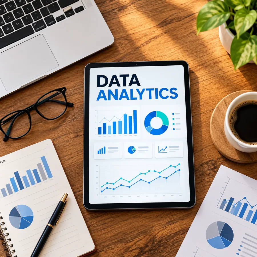 Data analyst working at a desk