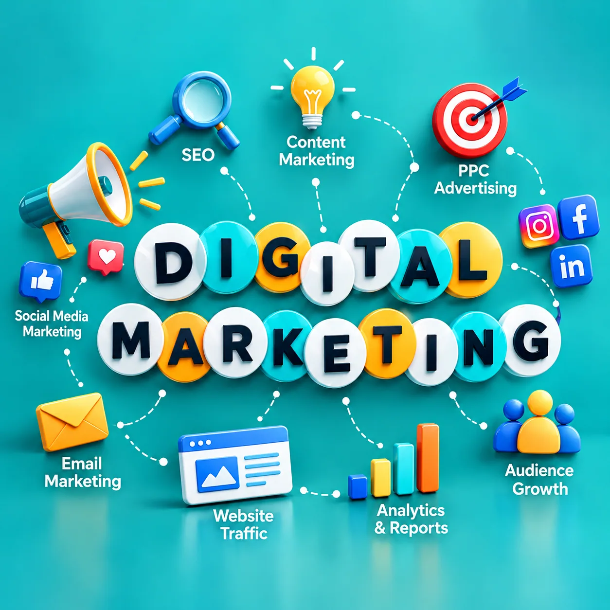 Digital marketing infographic network