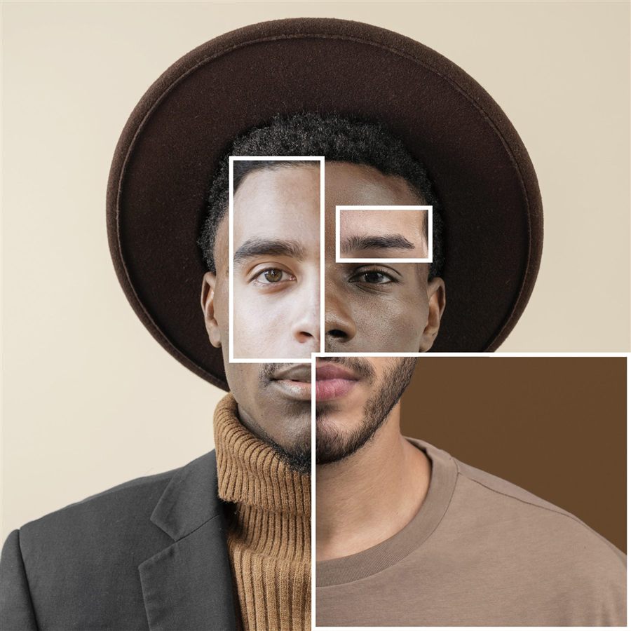 Photoshop composite combining facial features