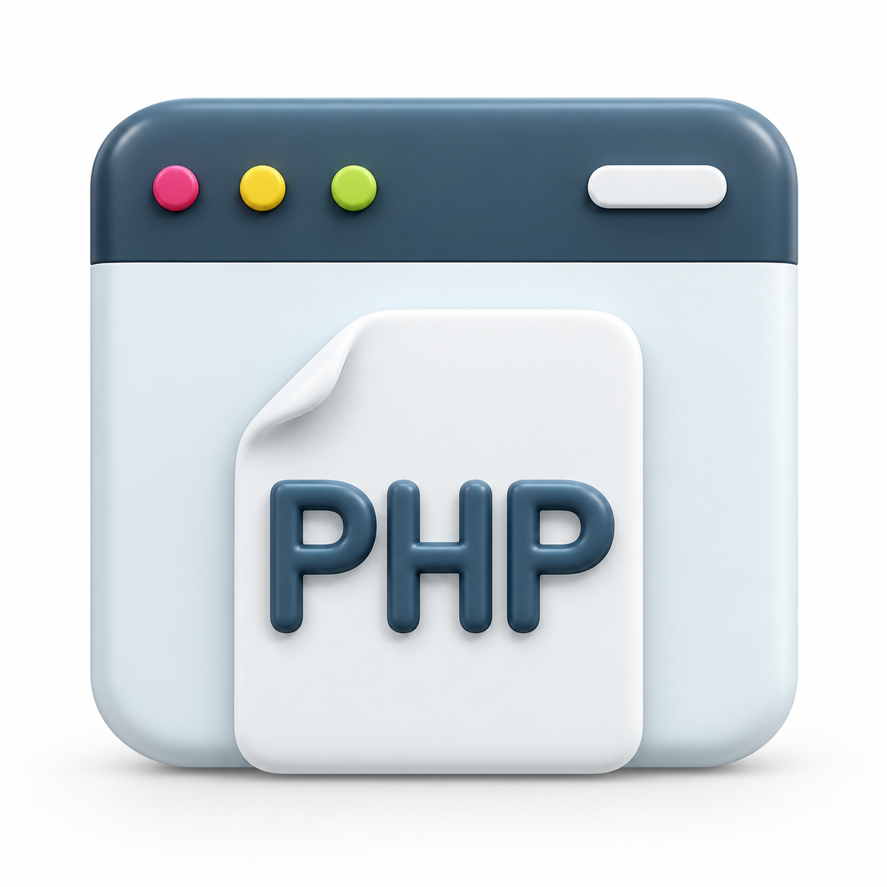 Three-dimensional PHP browser window icon